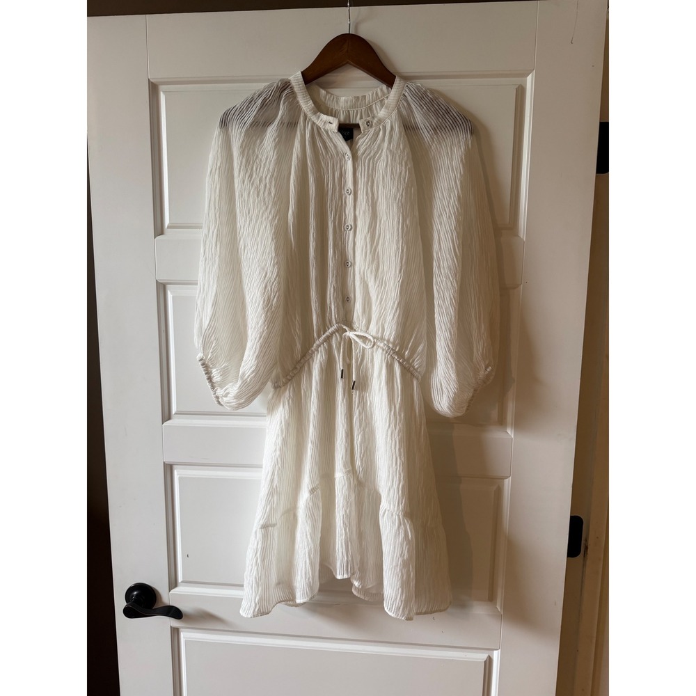 Minkpink White Textured Peasant Dress Medium Cottagecore Prairie Romanti - Picture 2 of 10